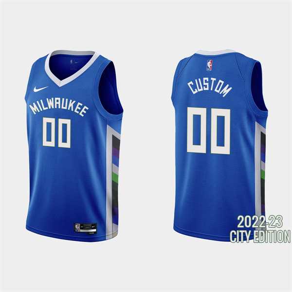 Men%27s Milwaukee Bucks Active Custom 2022-23 City Edition Blue Stitched Basketball Jersey->customized nba jersey->Custom Jersey